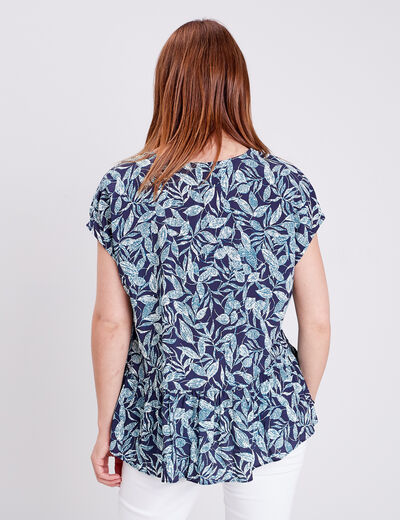 Blouse manches courtes bleu marine femme
