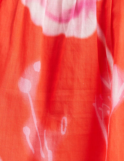 Blouse ample en voile manches longues rouge femme