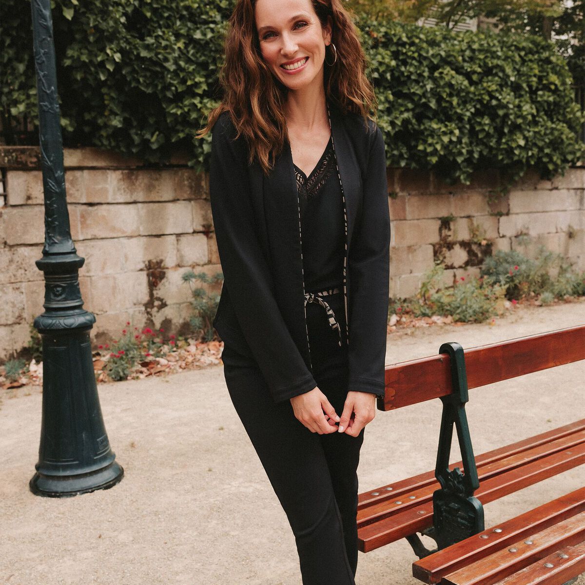 Veste droite r&eacute;versible noir femme