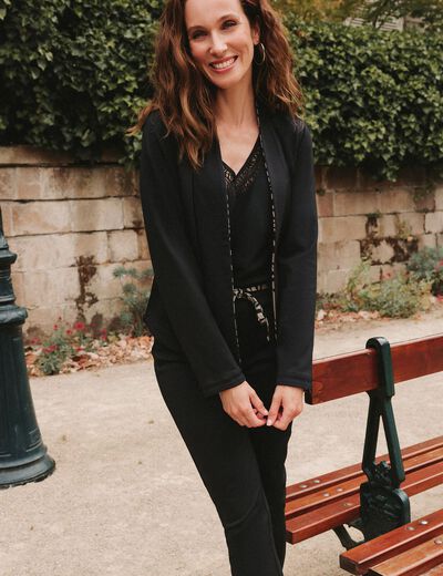 Veste droite réversible noir femme