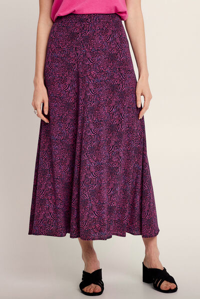 Jupe longue évasée violet femme