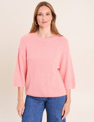Pull manches coudes rose femme