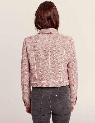 Veste droite boutonnée rose clair femme