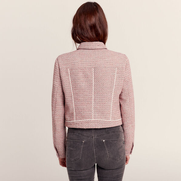 Veste droite boutonnée rose clair femme
