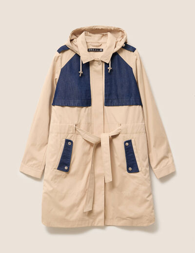 Trench d&eacute;perlant avec capuche doubl&eacute; beige femme