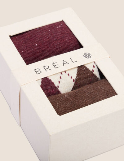 Coffret lot de 3 paires de chaussettes multicolore femme