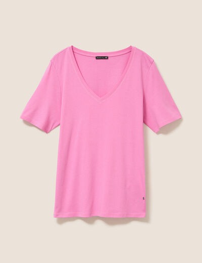 T-shirt manches courtes rose fushia femme