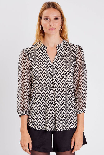T-shirt manches 3/4 noir femme