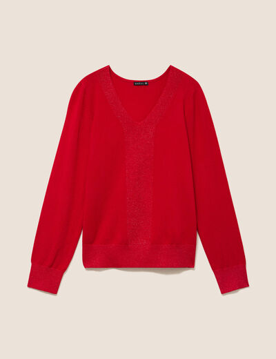 Pull manches longues rouge femme