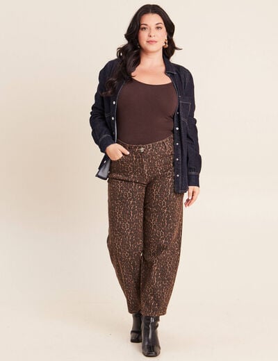 Pantalon magique Le L&eacute;ger coupe barrel marron cognac femme