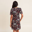 Robe évasée manches courtes noir femme