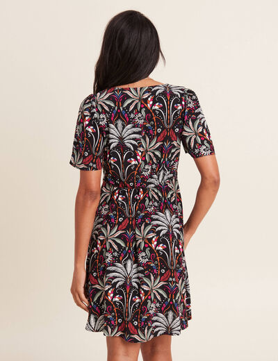 Robe évasée manches courtes noir femme
