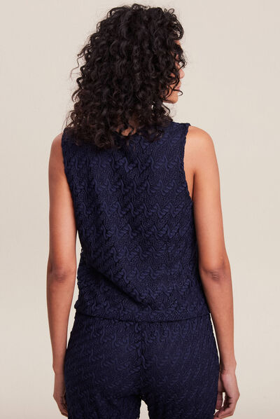 Gilet sans manches bleu foncé femme