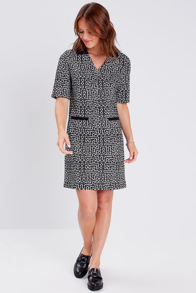 Robe droite manches courtes noir femme