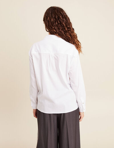 Chemise droite manches longues blanc femme