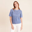 Pull droit court manches courtes bleu ciel femme