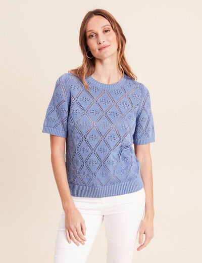 Pull Femme American Eagle Col V – Gris Bleu Taille L – État Correct Et Doux