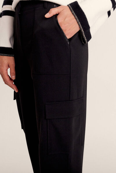 Pantalon cigarette 7/8ème noir femme
