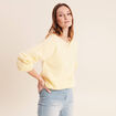 Pull confectionn&eacute; en France jaune pastel femme