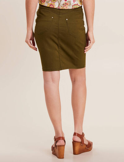 Jupe droite vert olive femme