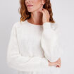 Pull manches longues à sequins ecru femme