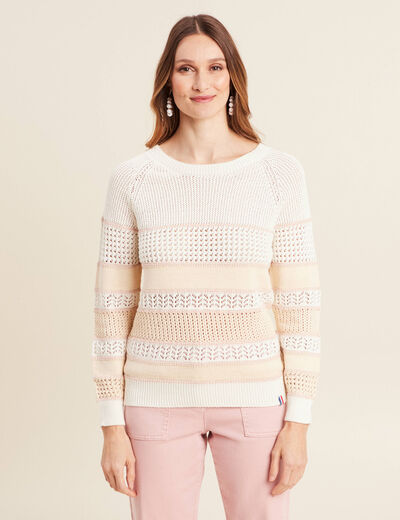 Pull manches longues beige femme