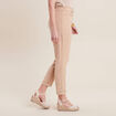 Pantalon carotte 7/8&egrave;me beige femme
