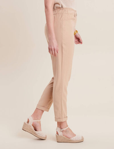 Pantalon carotte 7/8ème beige femme