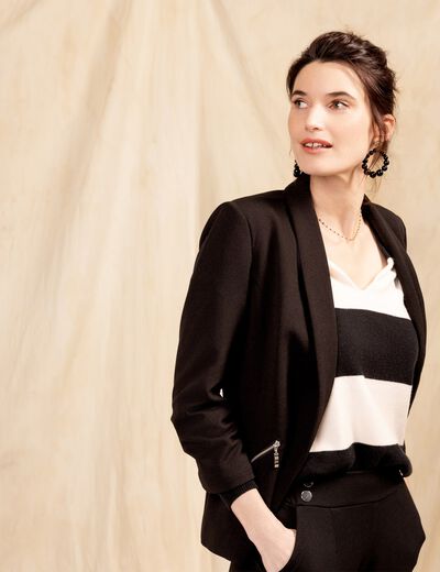 Veste esprit tailleur ajustée noir femme