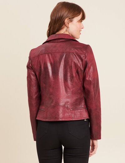 Veste esprit motard zippée bordeaux femme