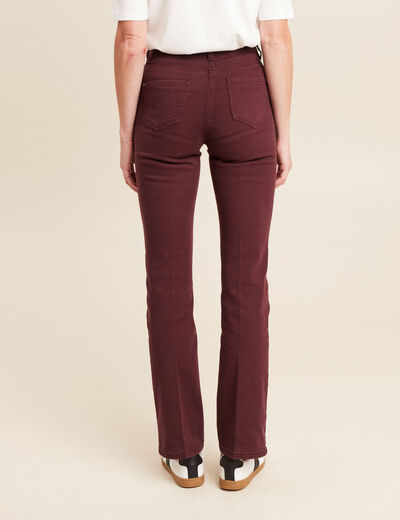 pantalon bootcut en jean bordeaux femme