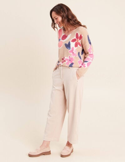 Pull manches longues beige femme