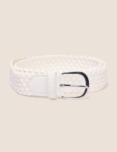 Ceinture tressée métalissée ecru femme