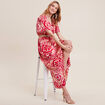 Robe longue &eacute;vas&eacute;e satin rose fushia femme