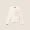 Pull droit col rond manches longues ecru femme