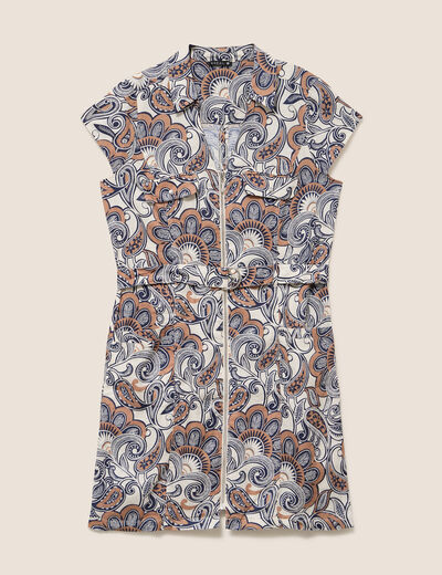 Robe droite zipp&eacute;e marron femme