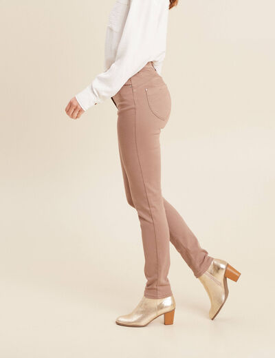 Jean magique ajusté taille standard taupe femme