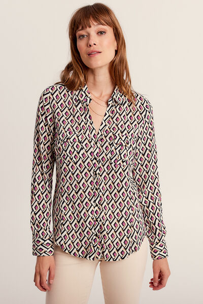 Chemise manches longues rose fushia femme