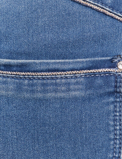 Jean coupe ajust&eacute;e 7/8&egrave;me taille haute denim double stone femme