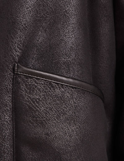 Manteau court zippé noir femme