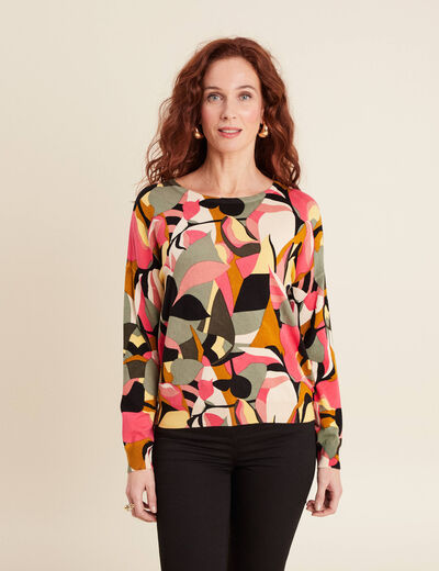 Pull manches longues multicolore femme