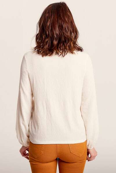 T-shirt manches longues ivoire femme