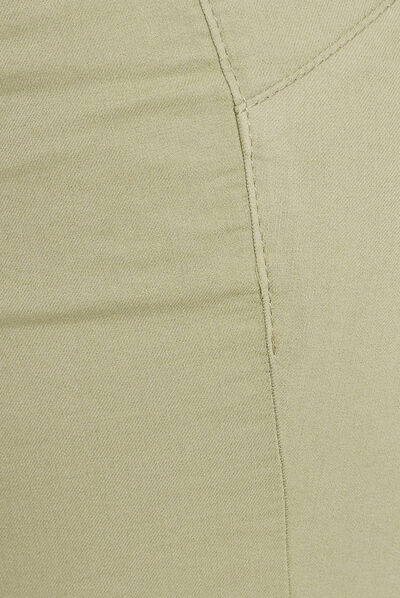 Pantacourt droit taille standard vert olive femme