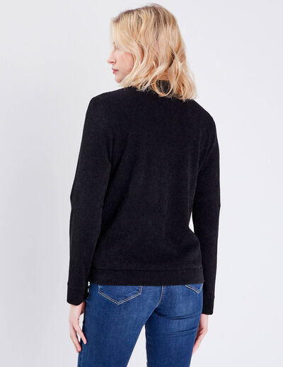 Gilet manches longues zippé noir femme
