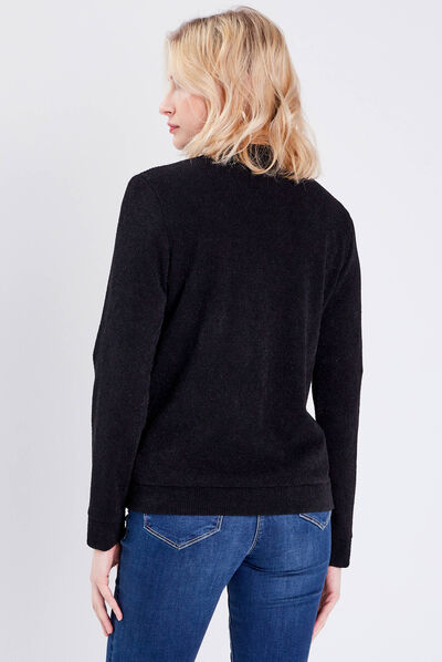 Gilet manches longues zippé noir femme