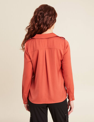 Blouse manches longues satin vieux rose femme