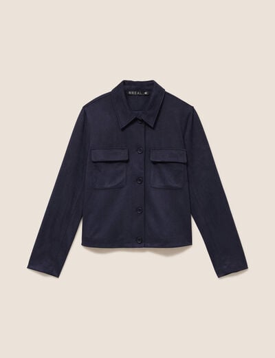 Veste doubl&eacute;e bleu fonc&eacute; femme