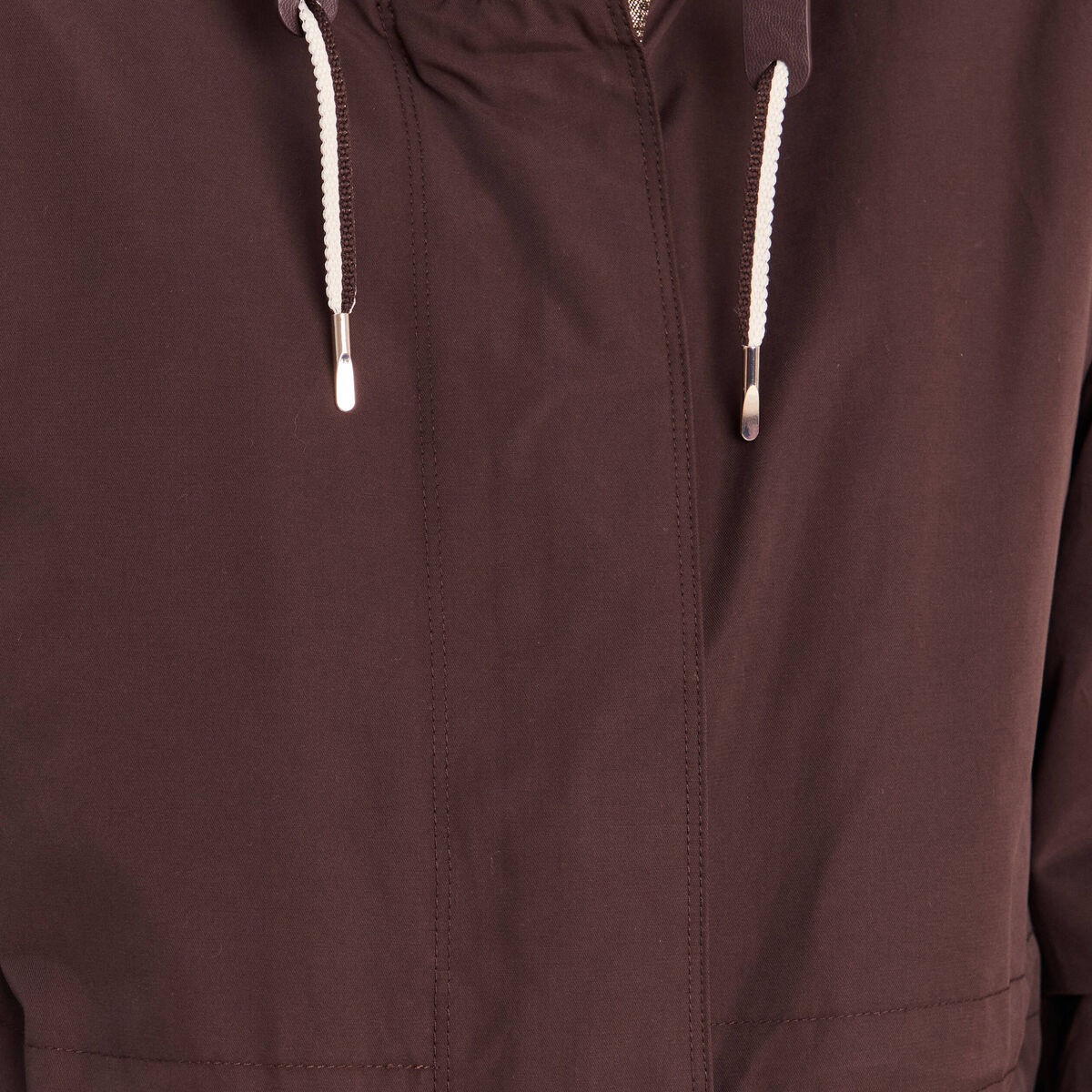Parka &agrave; capuche taille ajustable marron fonc&eacute; femme