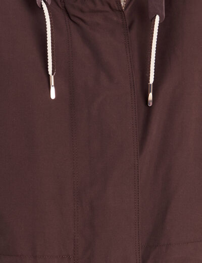 Parka &agrave; capuche taille ajustable marron fonc&eacute; femme