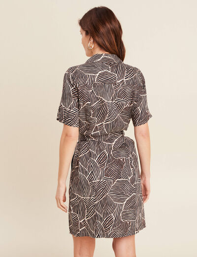 Robe droite ceinturée noir femme
